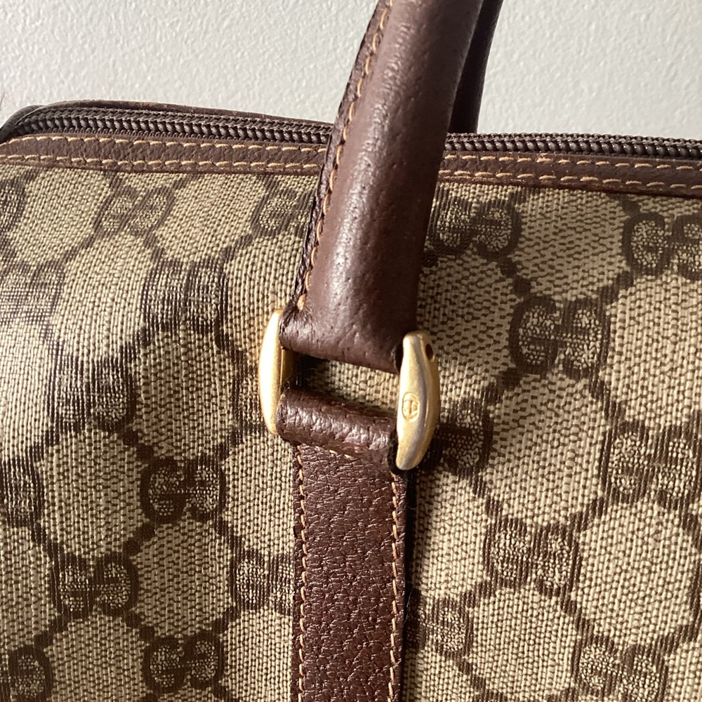 VTG GUCCI Brown GG Monogram Satchel Handbag With Dustbag! - Picture 9 of 12